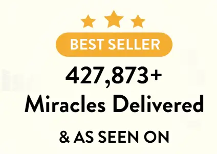 Miracle Made best seller banner with 427,873+ units delivered and five-star rating highlight